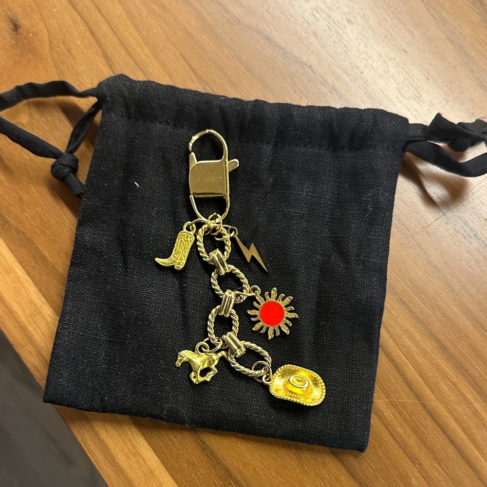 Western Gold Bag Charm Keychain